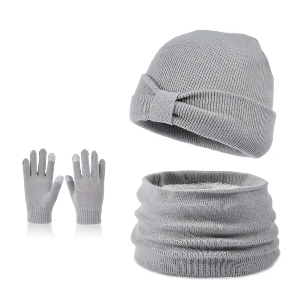 

3Pcs/Set Gift Knitted Kids Hats Scarfs Gloves Set Warm Windproof Children Hat Soft Cute Mitten Boys Girls
