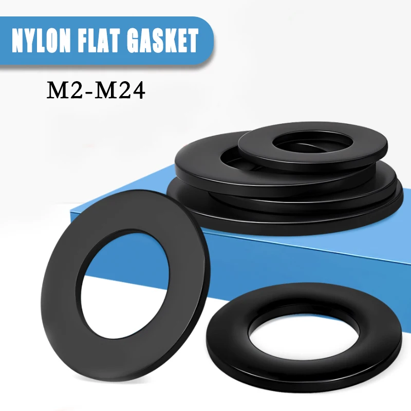 5~100pcs 4 Sizes M2-M24 Black Nylon Flat Washers Plane Spacer Circular enlargement and thickening Insulation Gasket Ring