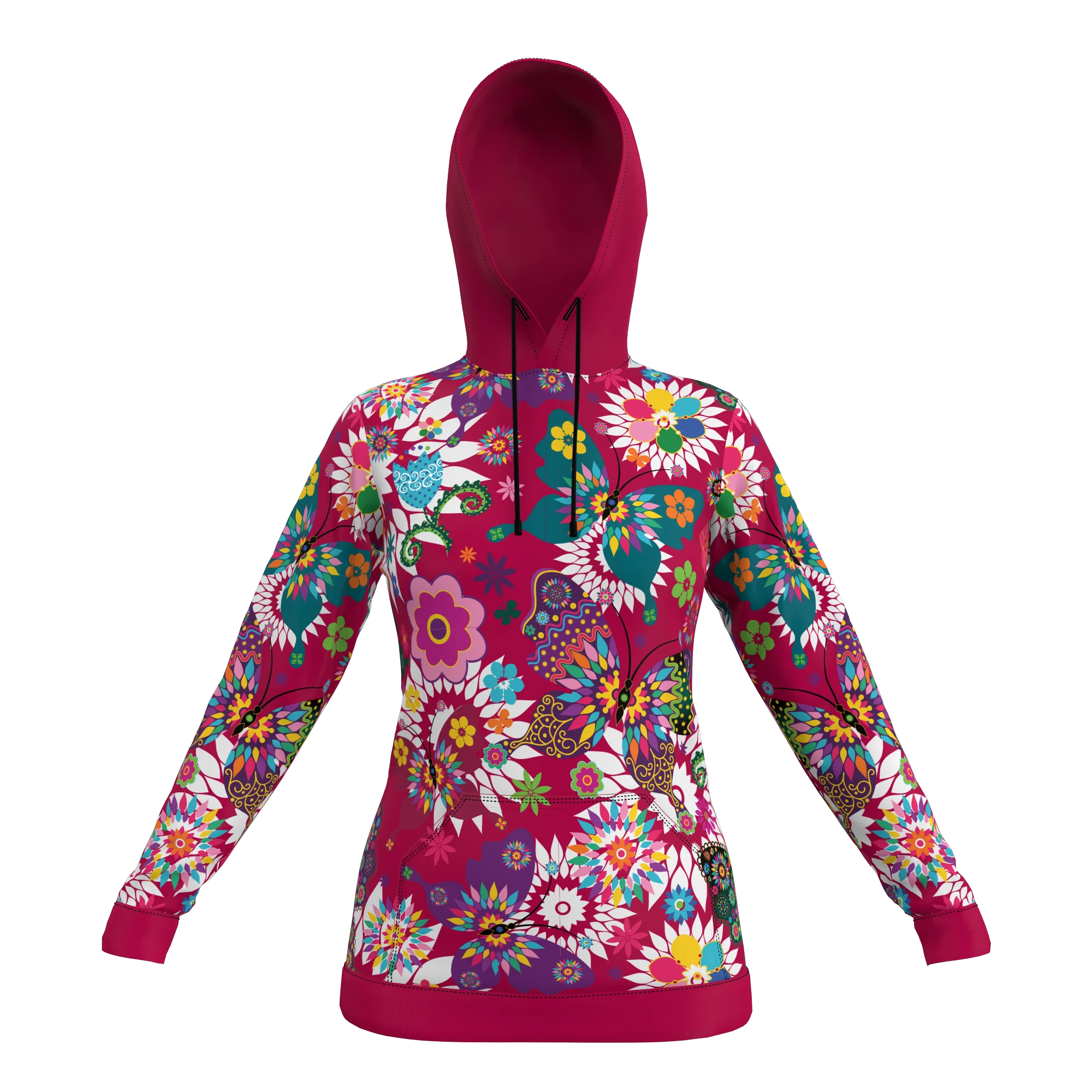 HIRBGOD Women Hoodies Jogging Suit Top Rose Color Flower pattern Female Athletic Warm Suit Top