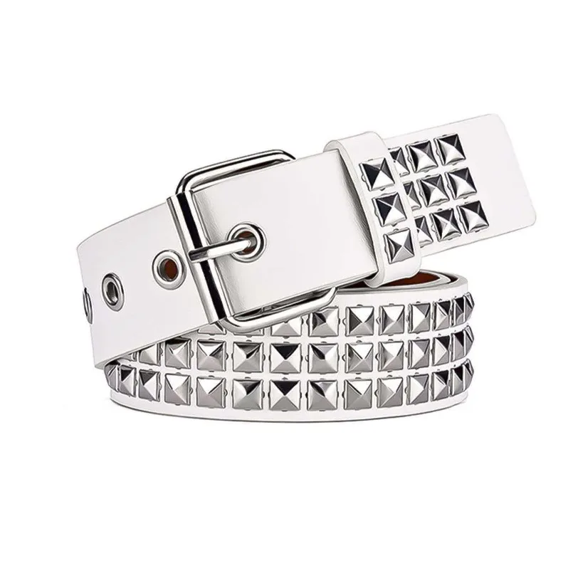 Bead Rivet Waist Belt Metal Pyramid Belt Men Women Punk Hardware Jeans Alloy Buckle Decorative Accessories Waistband Y2K Belt