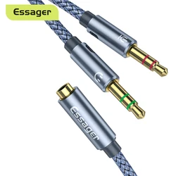 ESSAGER Aux Cable Headphone Audio Splitter 3.5mm Female to 2 3.5mm Jack Male Aux Cable For Computer Speaker Mic Y Splitter to PC