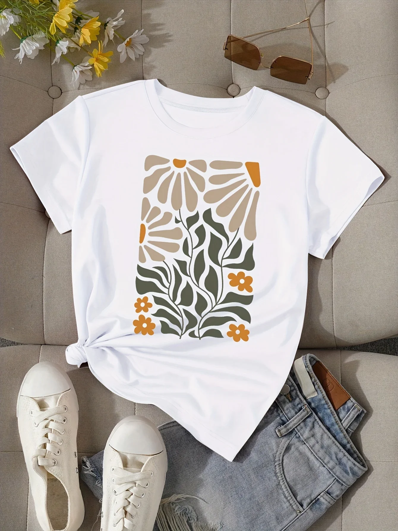 

Women's Plus Size T-shirt Graphic Short Sleeve Clothing Top, Loose and Casual, Soft and Comfortable Breathable, Outdoor Sports