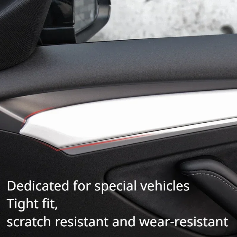 For Tesla Model 3 Y Door Trim Interior Front Carbon Fiber ABS Trims Patch Cover Decoration Sticker Car Accessories 2021-2023