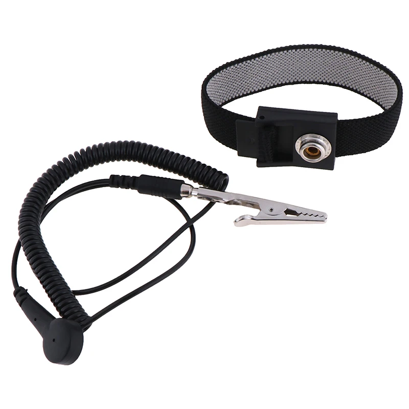 Adjustable Anti Static Bracelet Electrostatic ESD Discharge Cable Wrist Band Strap Hand Grounding Wire Cordless Wireless Clip