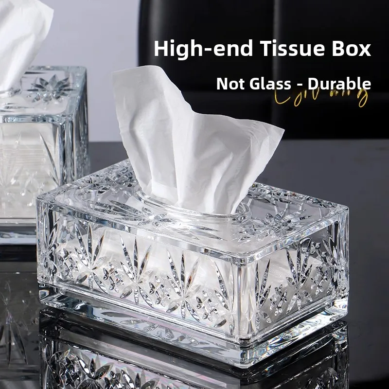 

Nordic Sle Acrylic Tissue Box Rectangular Transparent Luxury Living Room Coffee Table Storage Box Home Organization Tool