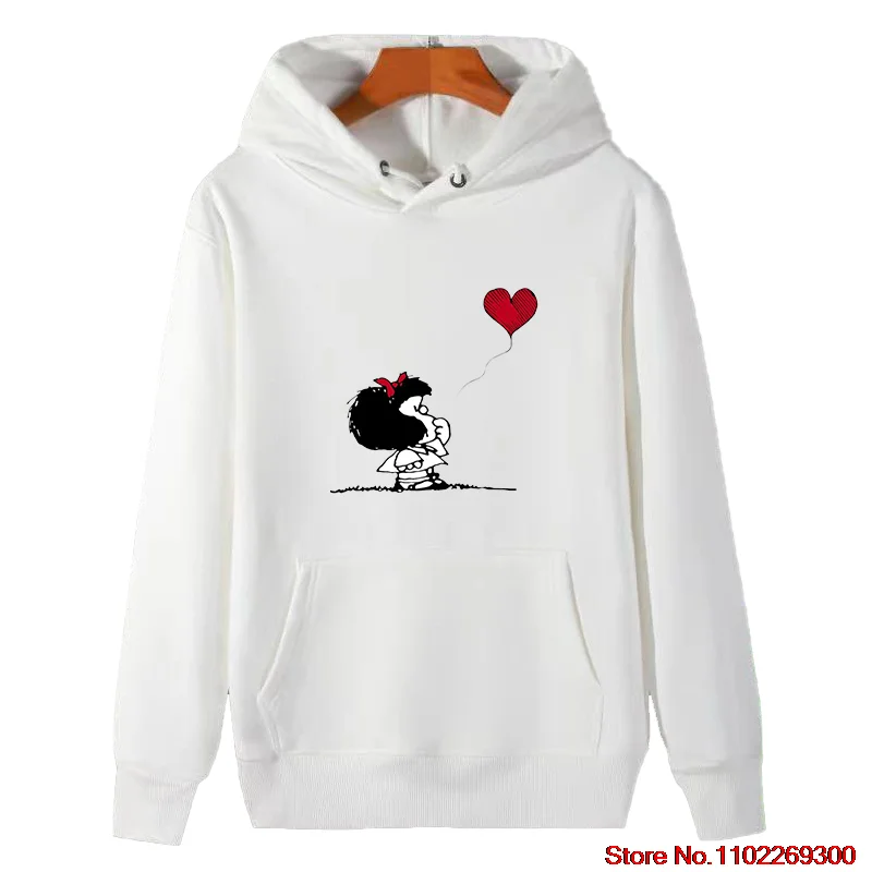 Balloon Heart Banksy High Quality Hooded Shirt Mafalda Comic Quino Fashion Graphic Hooded Sweatshirts Thick Sweater Hoodie