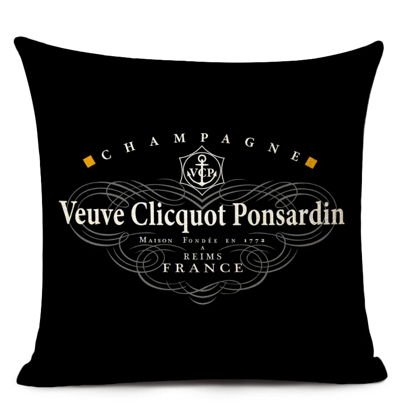 High-end Custom Linen Pillow Case Black and White Style Champagne HD Printed Pillow Cover Hotel Home Sofa Cushion Cover