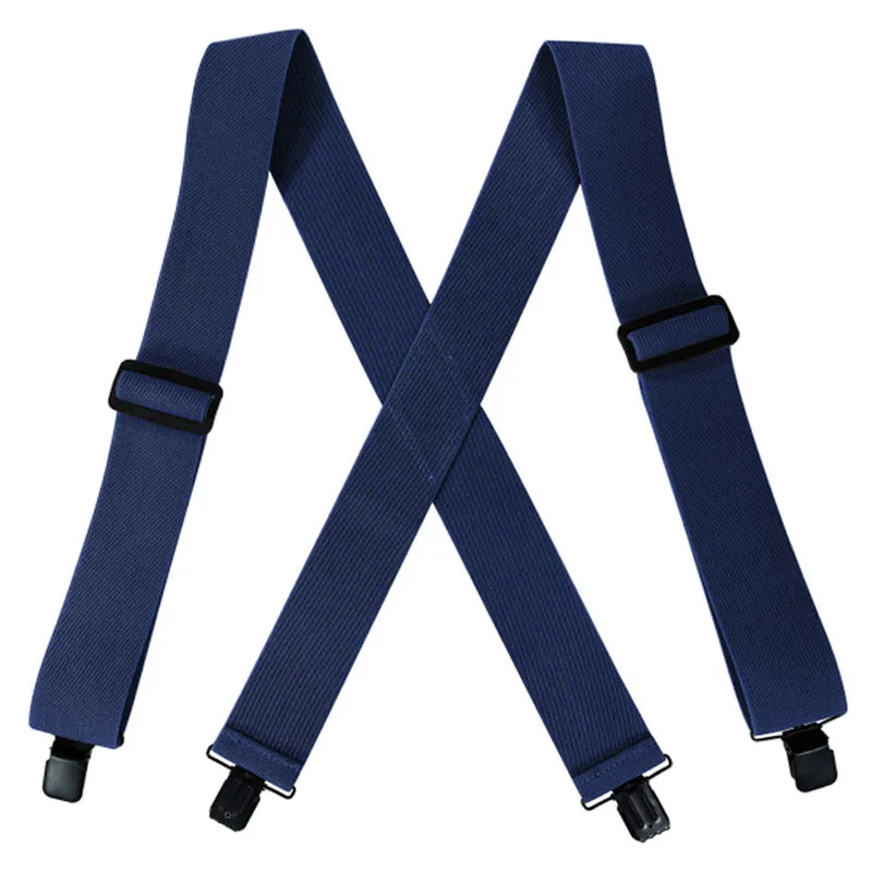 Heavy Duty Big Size Adult Suspenders 5cm 4 Strong Widened Black Clips Elastic Tight Outdoor Work Travel  Braces Tactical Strap