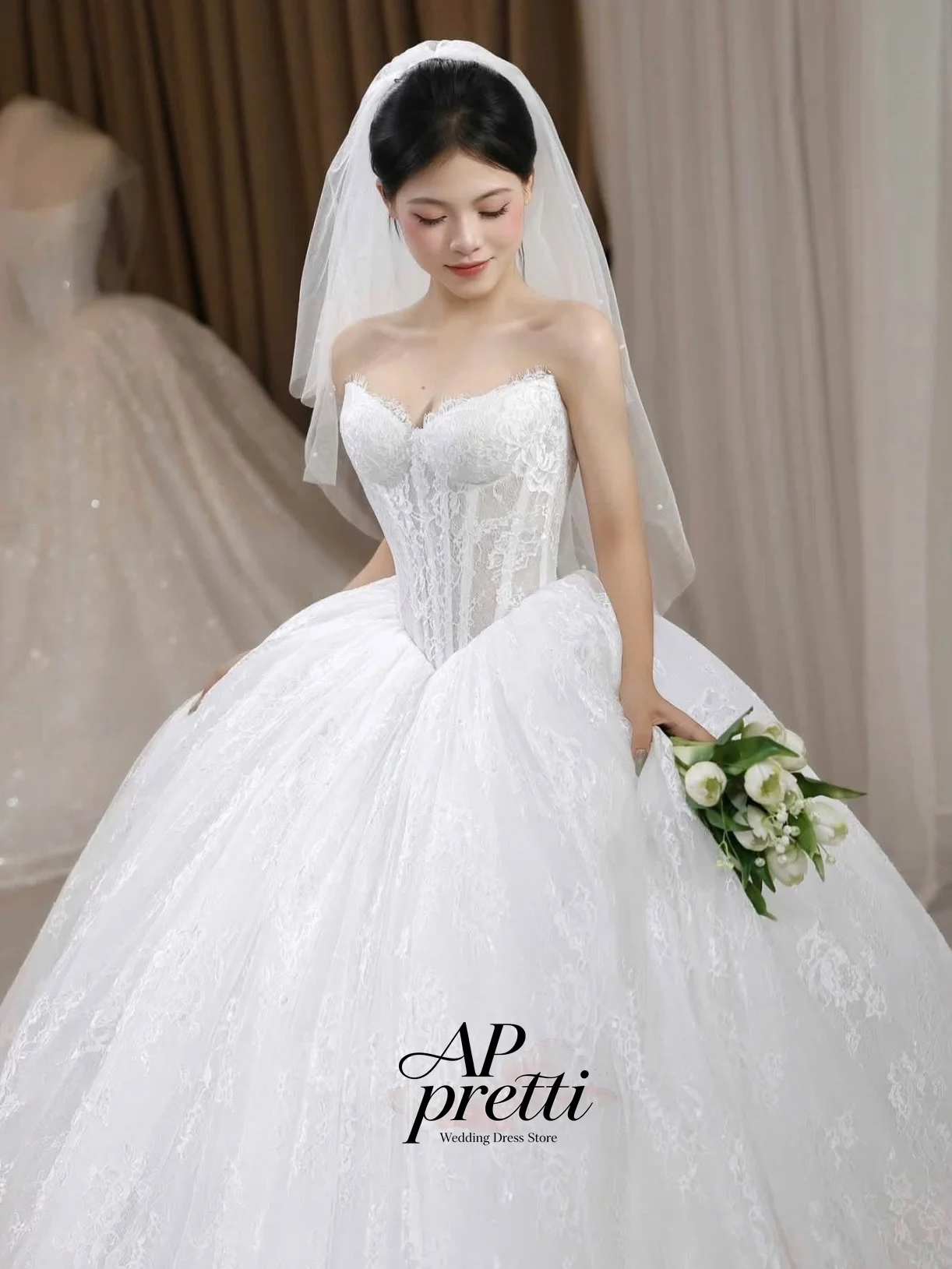 AP pretti Ivory Lace Wedding Dresses Sweetheart Customized Ball Gown Sleeveless Floor-Length Bridal Gown 2026 Wedding Ceremony