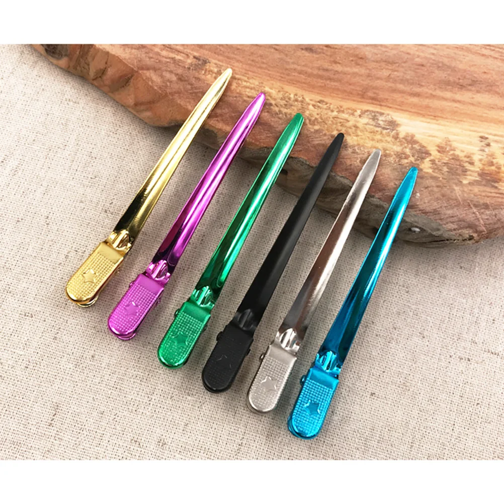 12pcs Duck Billed Hair Clips Durable Stainless Steel Hairdressing Clamps Lightweight Portable Salon Fixing Travel Use