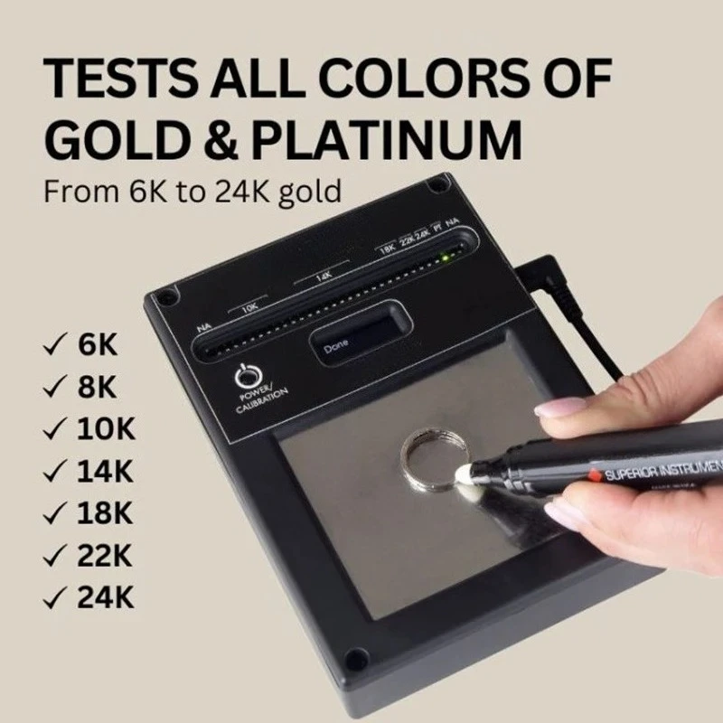 A.uRA.CLE Anal.yzer Go.ld & Platinum Tester Instant LED Karat Reading with Pen Probe File Adapter for Gold Platinum 6K to 24K
