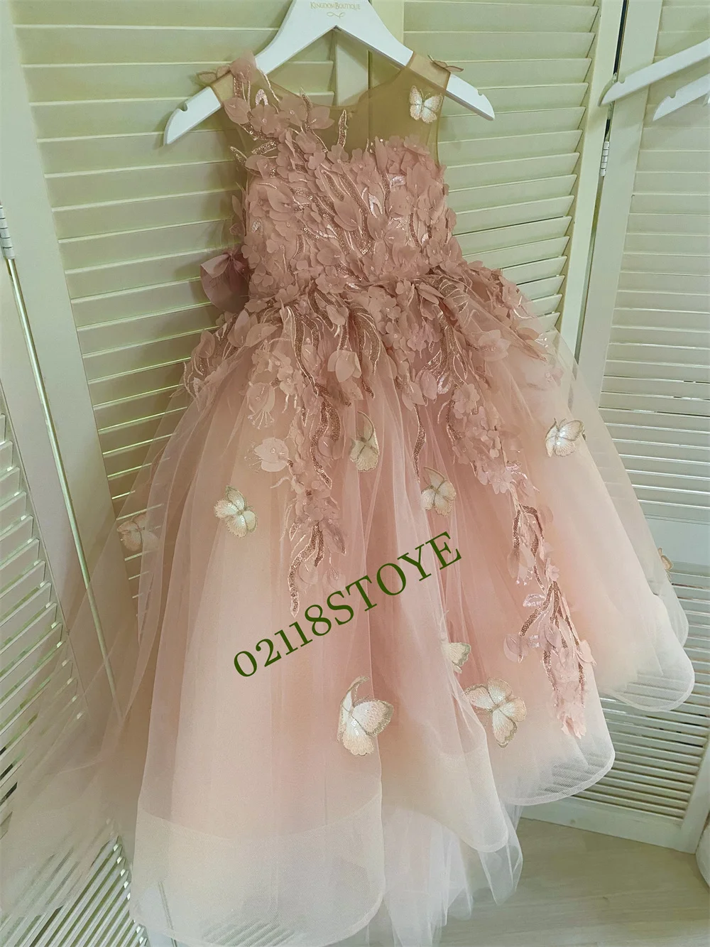 

Flower Girl Dresses for Wedding Pearl Pink Floral Tulle Luxury Princess Long Maxi Kids Bridesmaid Ball Gowns Birthday