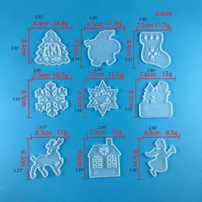 

Shiny Glossy Christmas Keychain Silicone Mold for Christmas Love Gift Craft 517F