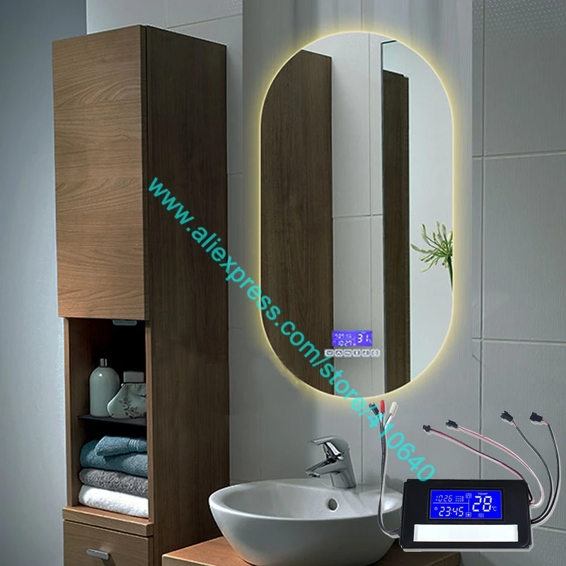 K3015CA Light Mirror Touch Switch With Bluetooth-compatible Radio Temperature Date Calendar Display for Bathroom Cabinet Mirror