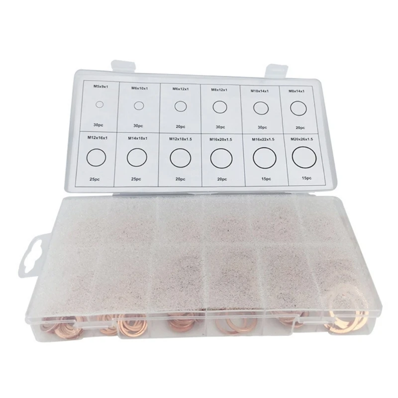 

280Pcs Washer Sealing Solid Gaskets Washer Sump Plugs Oil For Boats Crushes Flat Seal Rings Tool