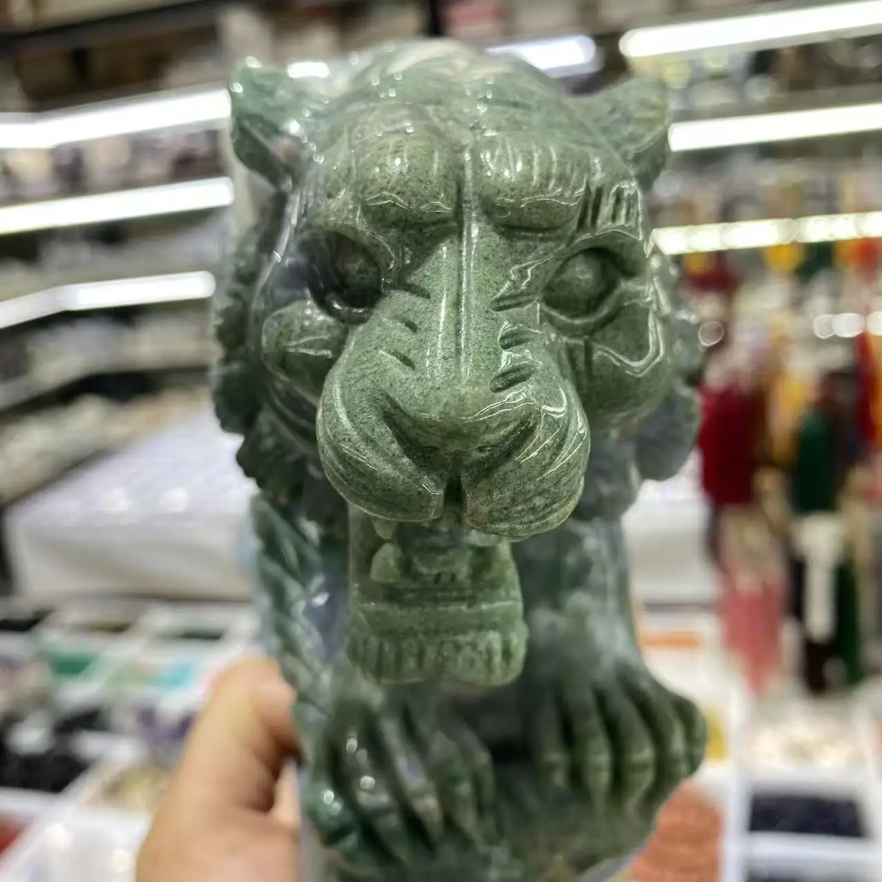 Natural Moss Agate Crystal Quartz Hand-Carved Tiger, Promoting Spiritual Healing, Suitable For Home And Office Decoration, Purif