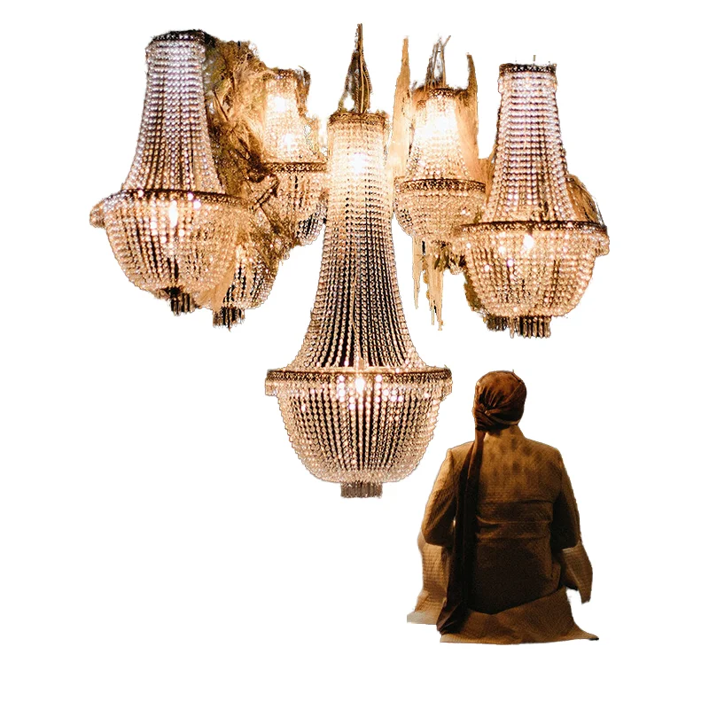 Luxury Modern Large Rectangle Customizable Adjustable Height Indoor Ceiling Crystal Glass Chandelier for Hotel Home Decor
