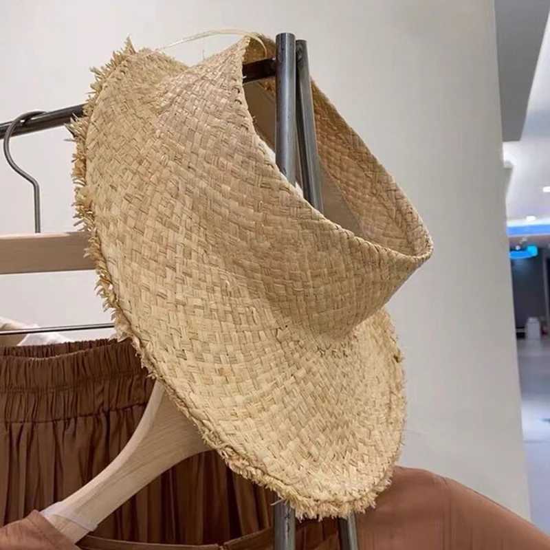 New 2022 Raffia Visor Hat For Women Summer Sun Hat UV Protection Beach Hat Lightweight Breathable Straw Hats Wholesale