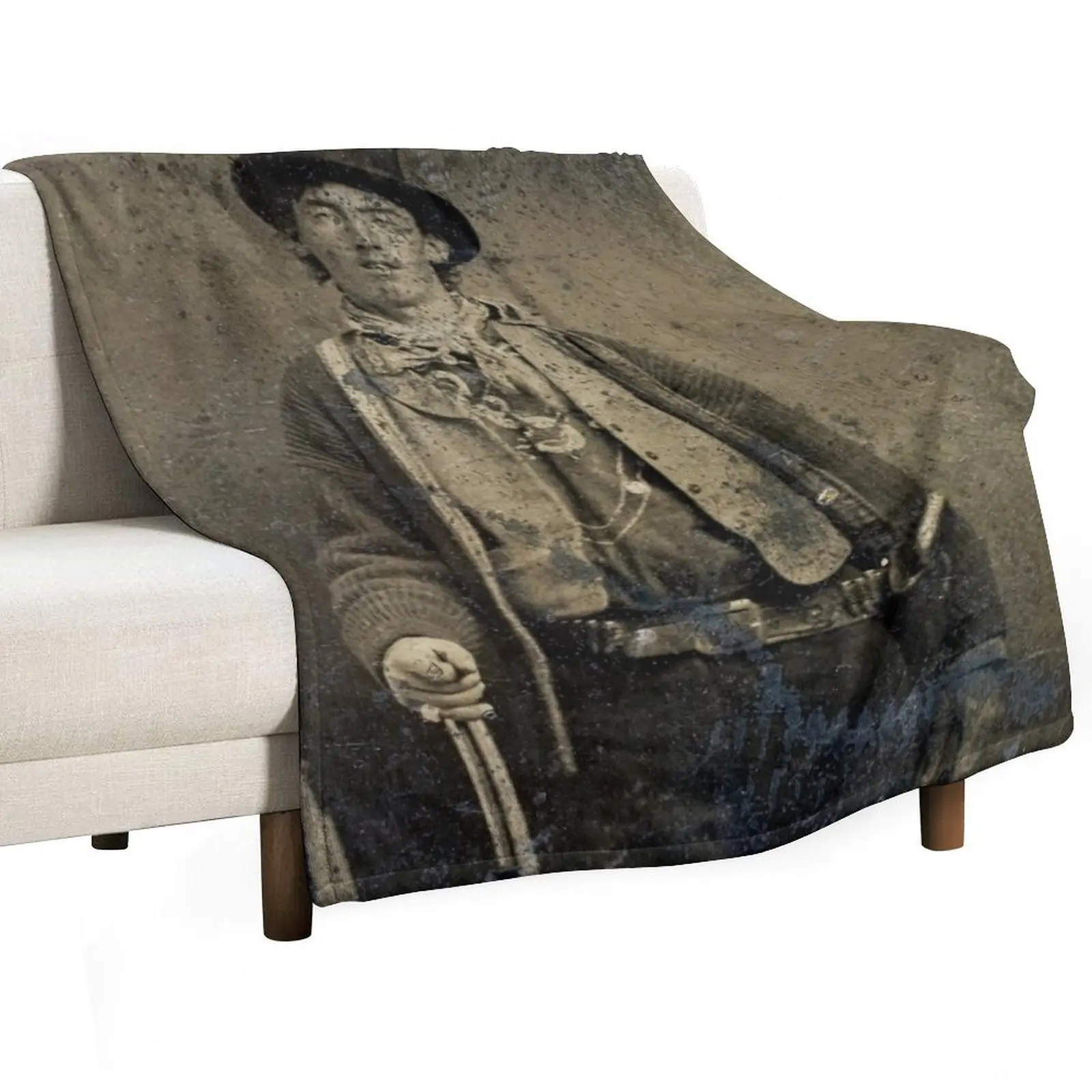 The only surviving authenticated portrait of Billy the Kid (1880) Throw Blanket Heavy Travel anime Blankets