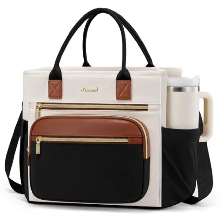 

Insulated Lunch Bag Women, Wide Opening Adult Lunch Box Women, Large Leakproof Cooler Bag for Work Picnic Beach Family College,