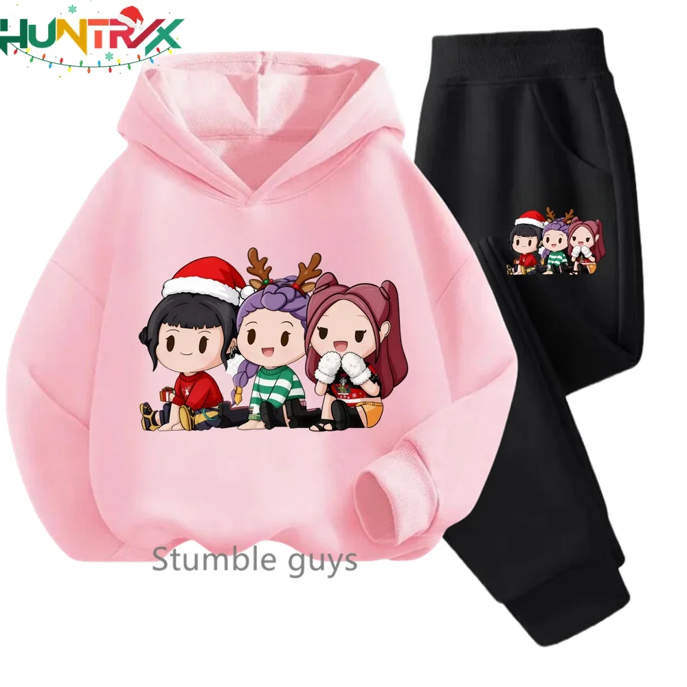 

Boys Cartoon Kpop Demon Hunters Kids Hoodie Set 3-12Y Autumn Girls Warm Soft Trendy Anime Print Comfortable 2-Piece Outfit​