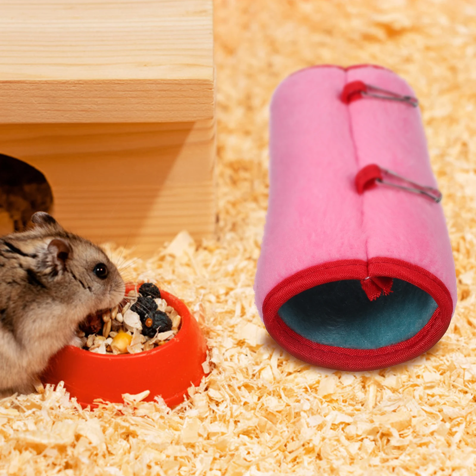 

1 Set Pink Cotton Hamster Bed Pet Sleeping House Warm Nest For Small Animals Cute Resting Tunnel Rabbit Squirrel Accessories