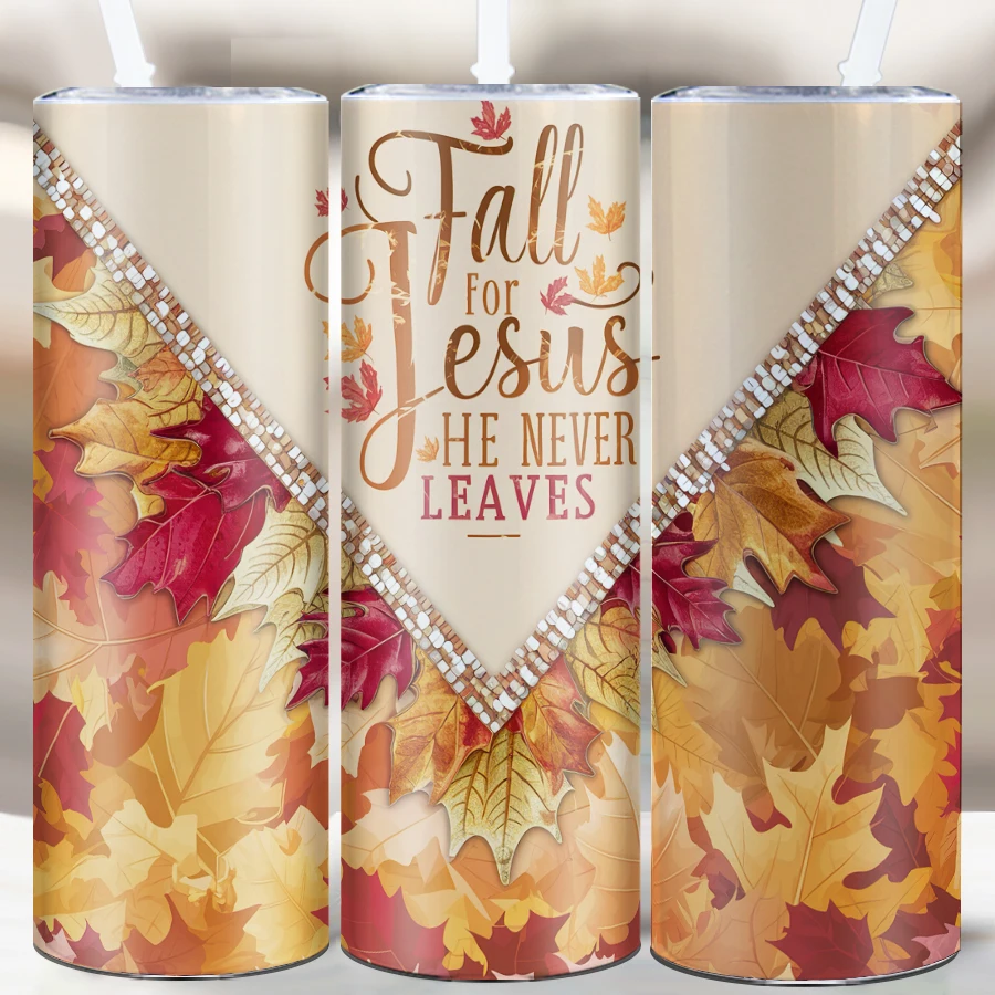 1Pc Fall Party Tumbler 3D Print Autumn Maple Leaf Water Bottle Straw Lid 20oz Stainless Steel Holiday Party Supplies Travel Cups