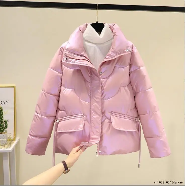 Purple Parkas Women Casual Sweet Cute Thick Winter Clothes Coats Girl Students Loose Warm All-match Ropa Mujer Short Style