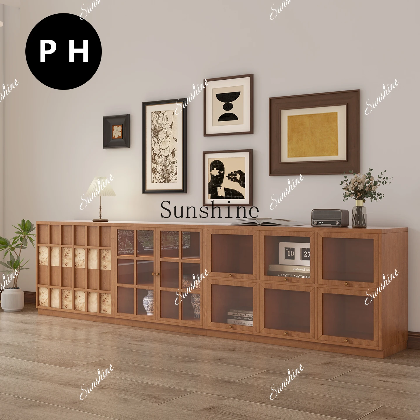 

Home furnishing, medieval floor-to-ceiling TV, French style, solid wood cabinet living room displayP