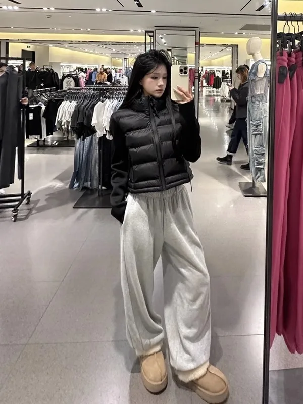 Slimming Short Cotton Jacket Women's Light Thickened Winter Outerwear Korean Style Straight Cut Polyester  Long Sleeve ...