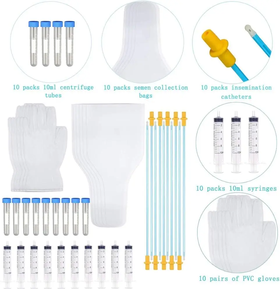 Dog Artificial Insemination Kit 10 Pack 27.5cm PVC Catheter Set with Syringes Bags Gloves for Small Medium Dogs Livestock view 3