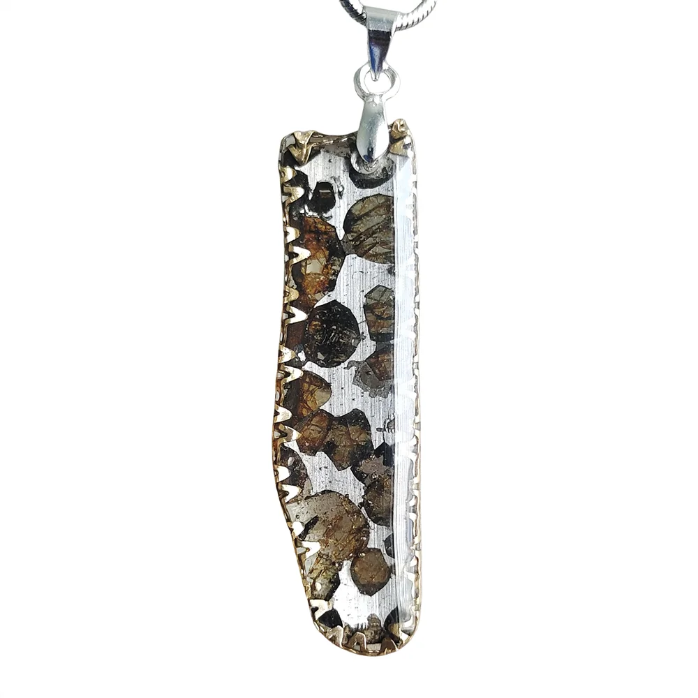 Brenham Olive Meteorite Pendant Olive Meteorite Necklace Men's And Women's Jewelry Natural Meteorite Material - CB170