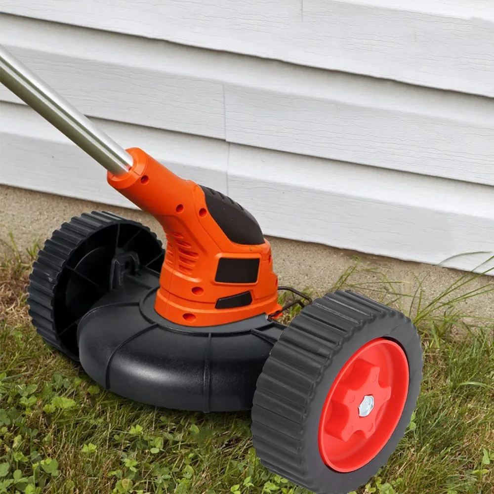 Plastic String Trimmer Wheel Adjustable Round Trimmer Auxiliary Wheel Quick Installation Universal Gardening Trimming Wheel