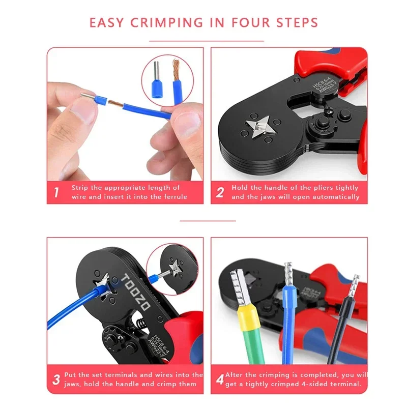 Tubular Terminal Crimping Pliers HSC8 6-4A Crimper Wire Mini Ferrule Crimper Tools Household Electrical Kit