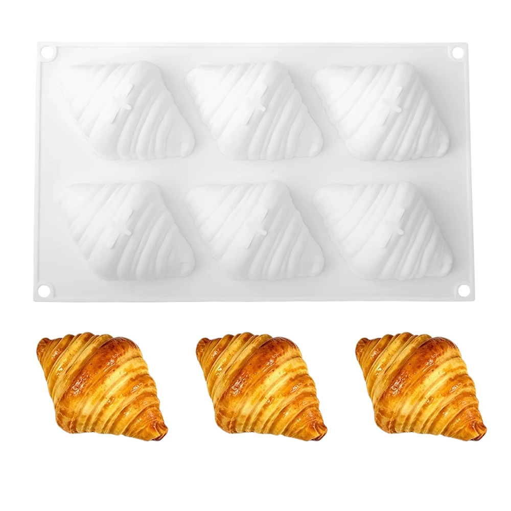 Croissant Design 6-Cell Silicone Chocolate Cake Mold Food Grade Mousse Cake Mould Kitchen Dessert Bakeware DIY Soap Mold