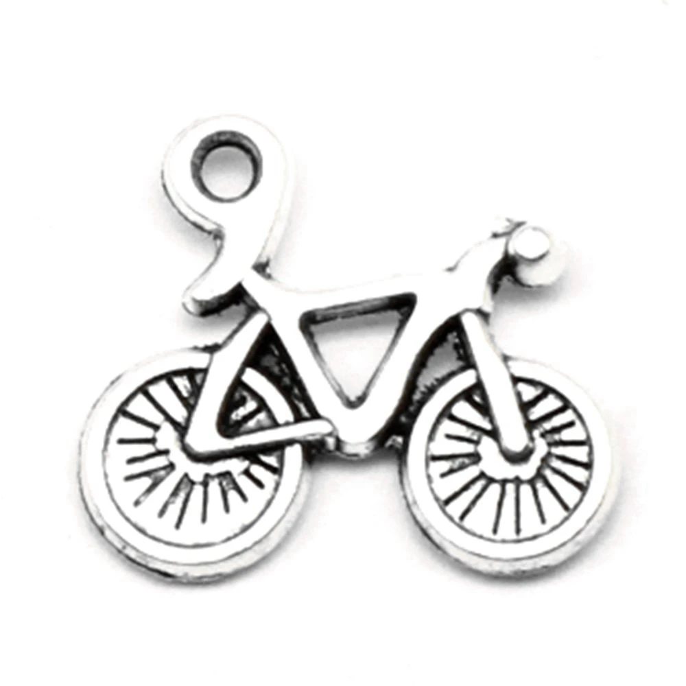 20pcs 15x15mm Bicycle Charms Pendant Necklac Diy Cute Jewelry Antique Silver Color