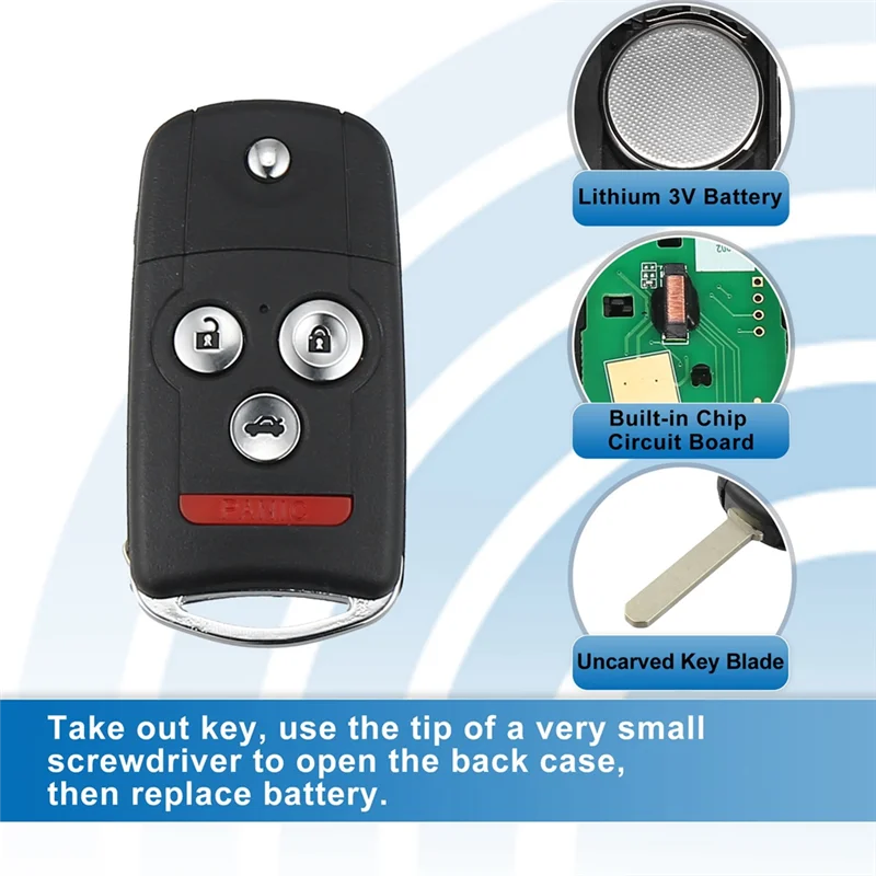 Portachiavi di ricambio per telecomando senza chiave a 4 pulsanti Smart Fob OUCG8D-439H-A per Acura TL 2007-2008 313,8 Mhz 46Chip-A93R