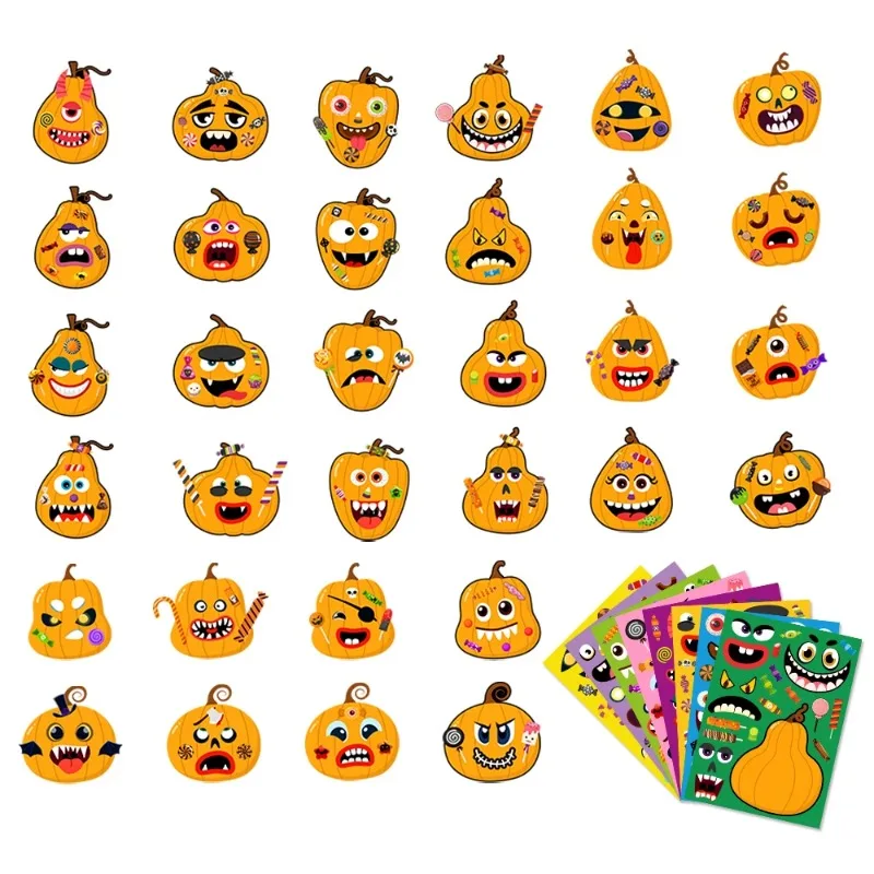 8Sheets/Pack Halloween-Themed Stickers Featuring Pumpkins And Spooky Designs, Perfect For Decorating Water Bottles And As Hallow