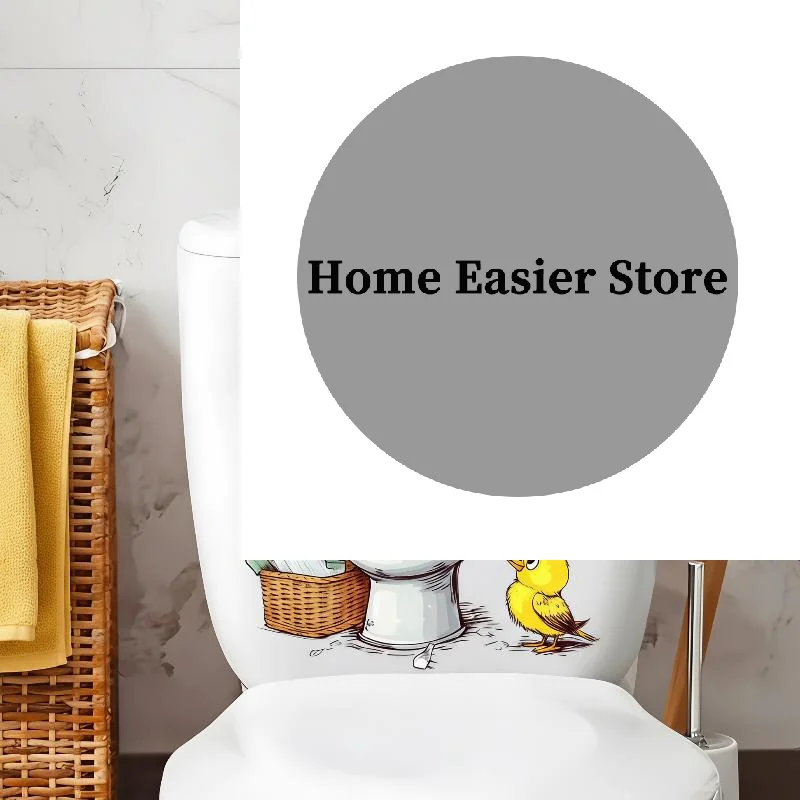 New Funny Yellow Duck Reading Newspaper Toilet Lid Decal Sticker Wallpapers Wall Stickers For Bathroom Decor Self-Adhesive