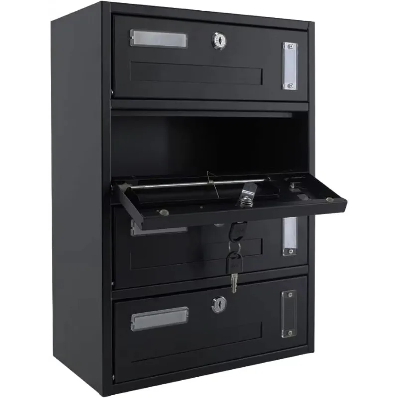 

High Security Mailbox Modern Parcel 4 Boxes Apartment Wall Mounted Mail Mail Mailbox