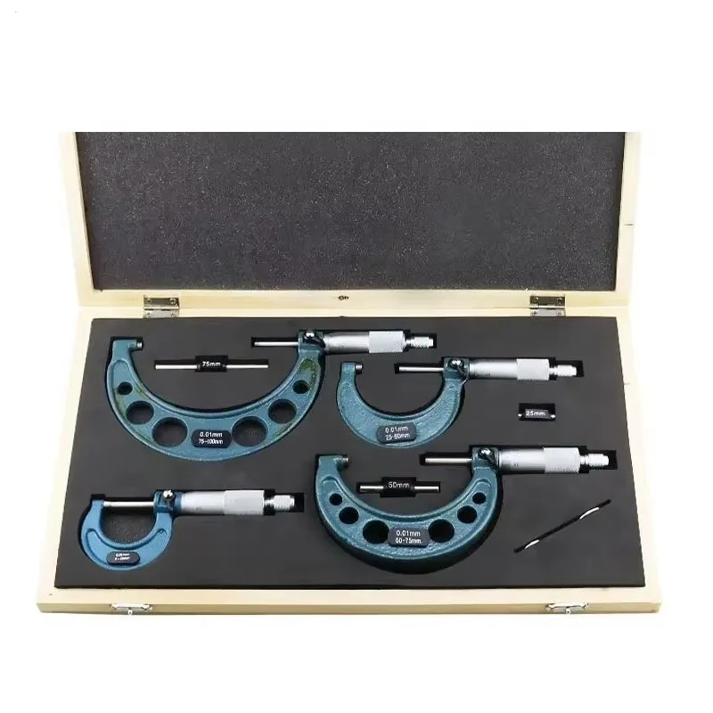 Customized Outside Micrometers Sets with High Accuracy Stainless Steel  Measuring Tool 0-100 0-150mm