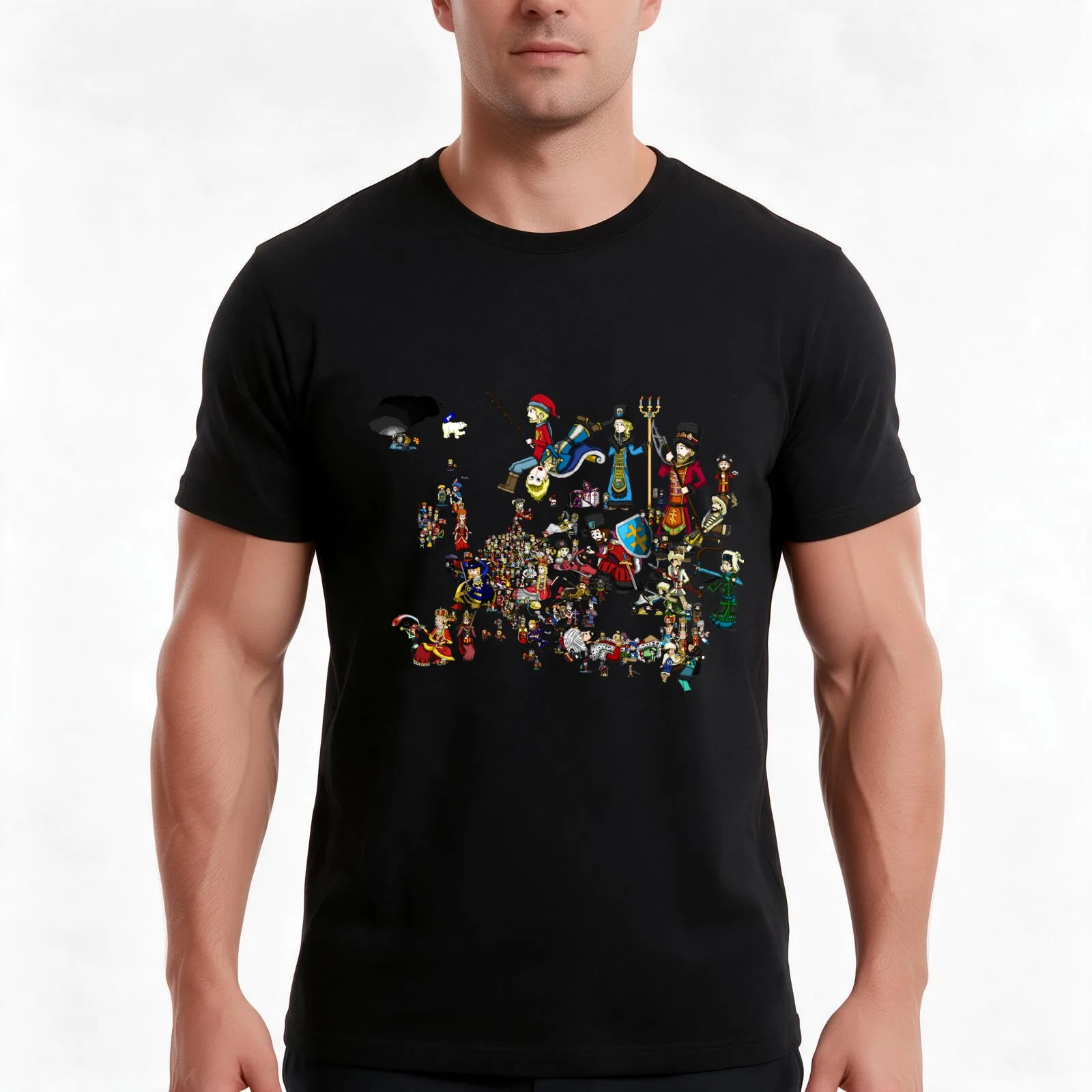 EUROPA - National Personifications Map - 1444 T-Shirt, Summer Casual Cotton Tee, Oversized Streetwear Tops, Unisex Men Women