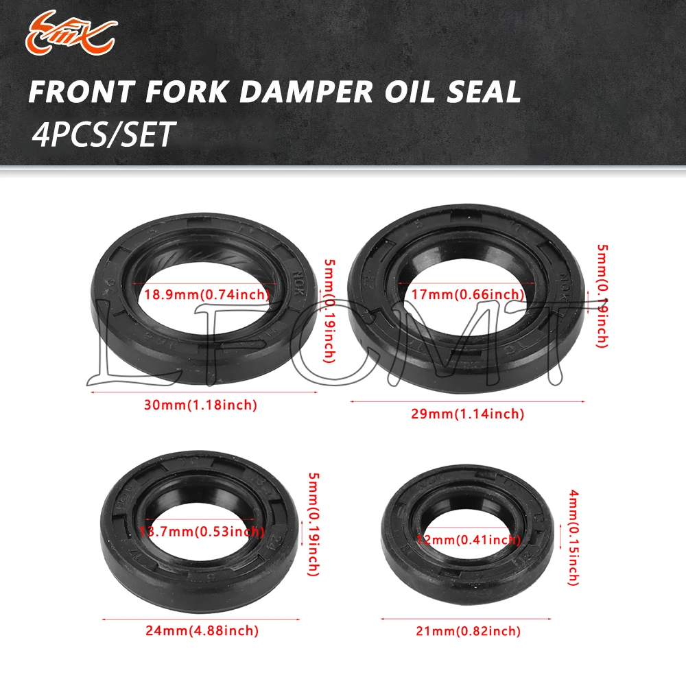 4PCS/SET 17x29x5 18.9x30x5 13.7x24x5 12x21x4 Black Skeleton Oil Seal Nitrile Rubber Gasket Sealing Ring