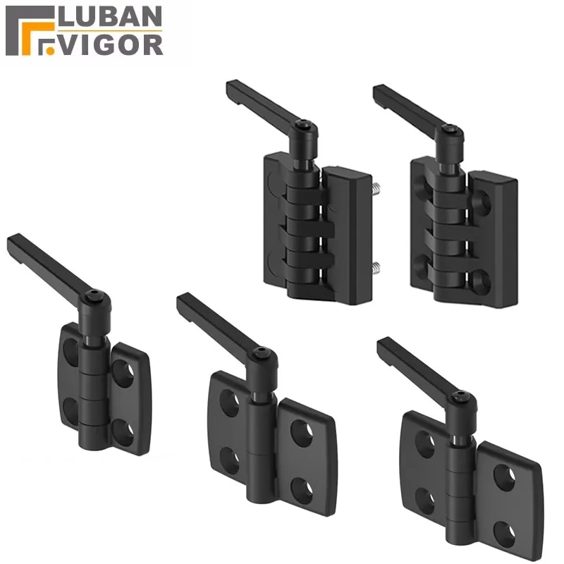 Black Lever Lock Position Hinges with Handle Adjustable Tightening PA for Industrial Switchgear Distribution Cabinet
