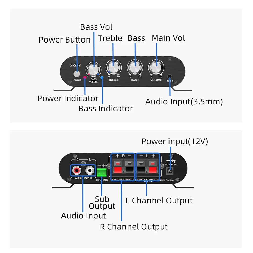 LEPY S-838 Versterker 2.1 Kanaals Super Bass Digitale Versterker Bass Treble Aanpassing