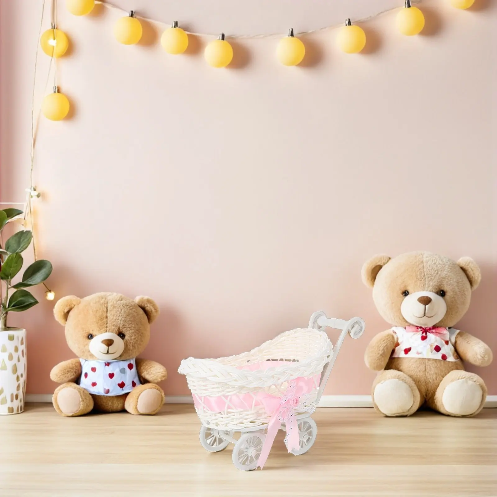 Juego de 3 Cestas Tejidas Estilo Cochecito, Imitación Ratán, para Guardar Chocolate y Frutos Secos, Cesta de Regalo para Baby Shower, Boda o Fiesta
