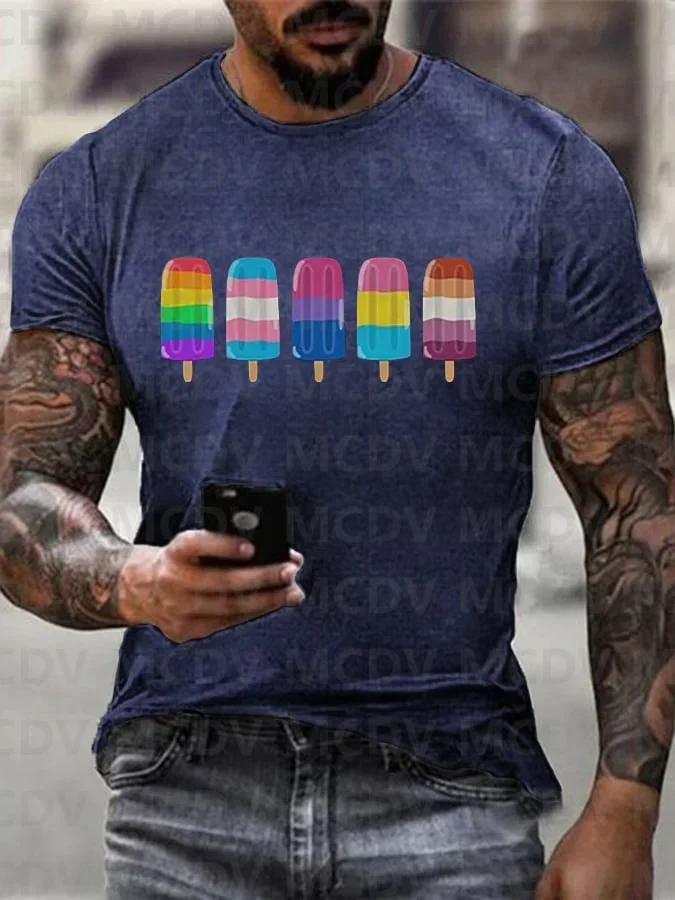 Men's Proud Ally Print Round Neck Short Sleeve T-Shirt Summer T Shirt Casual Tops
