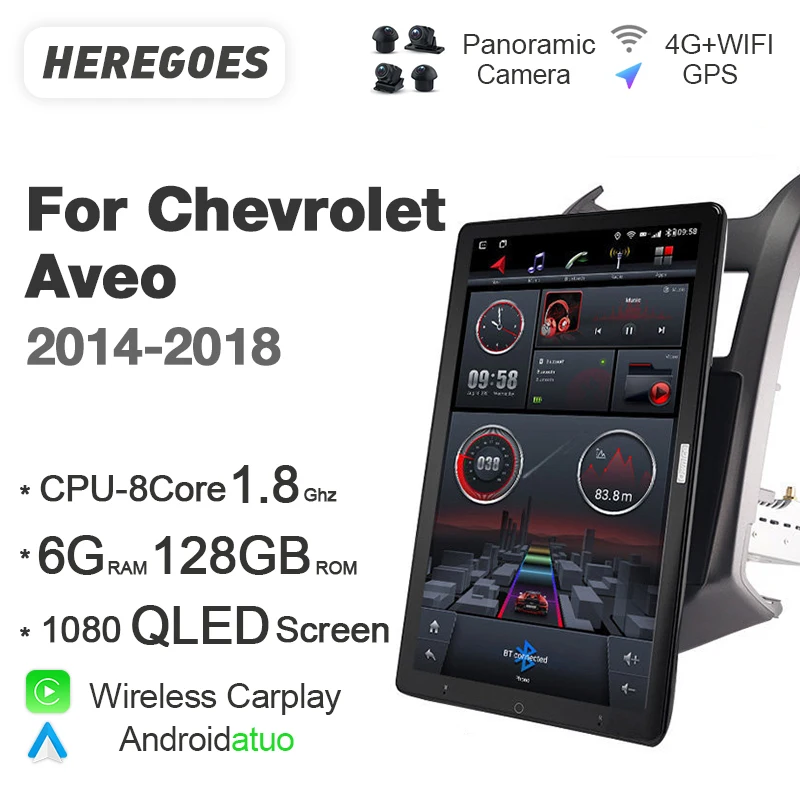 

Carplay 13,3 "QLED Android 10,0 автомобильный DVD-плеер, навигация GPS радио 1920*1080 6G + 128 Гб Bluetooth для Chevrolet Aveo 2 2011-2013