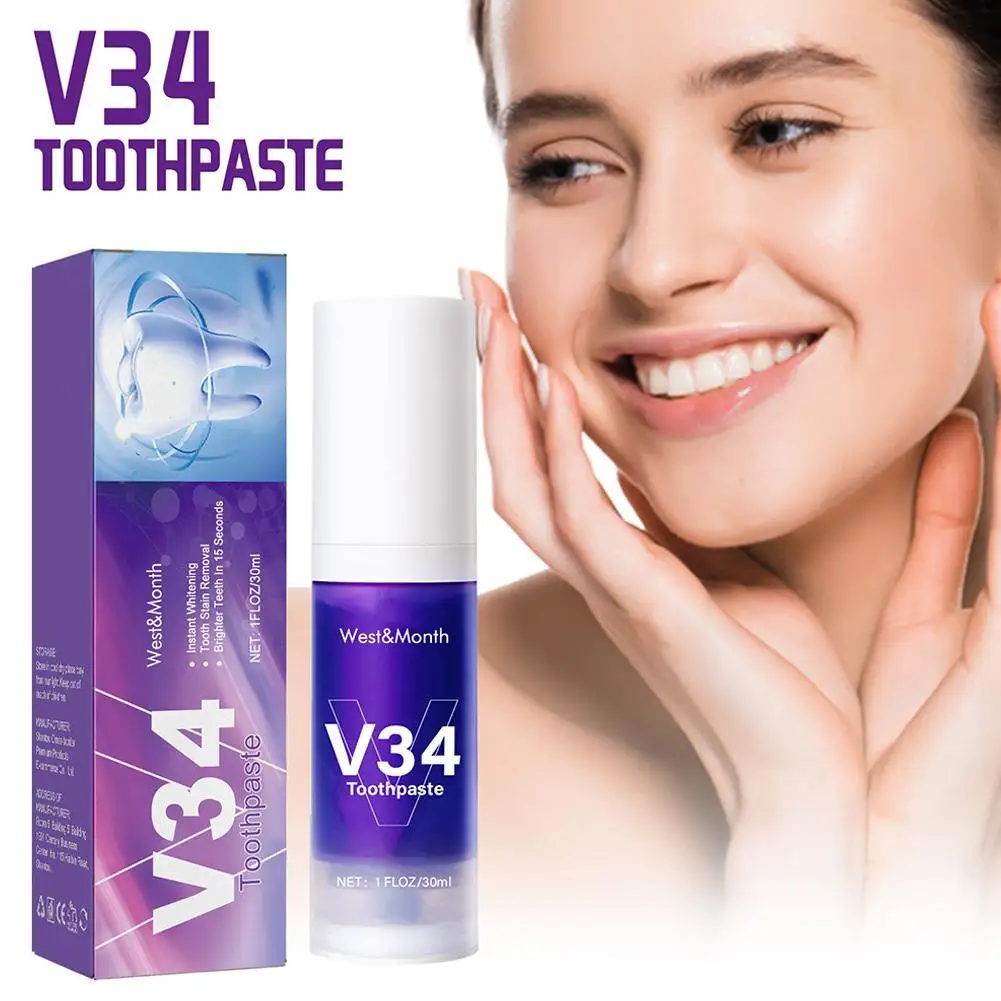 

Toothpaste Purple Teeth Cleaning Mousse Remove Teeth Breath Whitening Brightening Essence Corrector Color Care Oral Stain Free