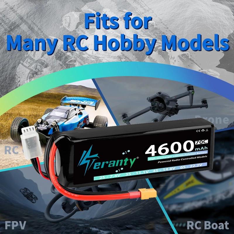TERANTY 11.1V 11.4V Lipo Battery 3S 4600mAh 120C With T/XT60 Connector for RC Car Monster Truck Drone Boat Airplane Helicopter